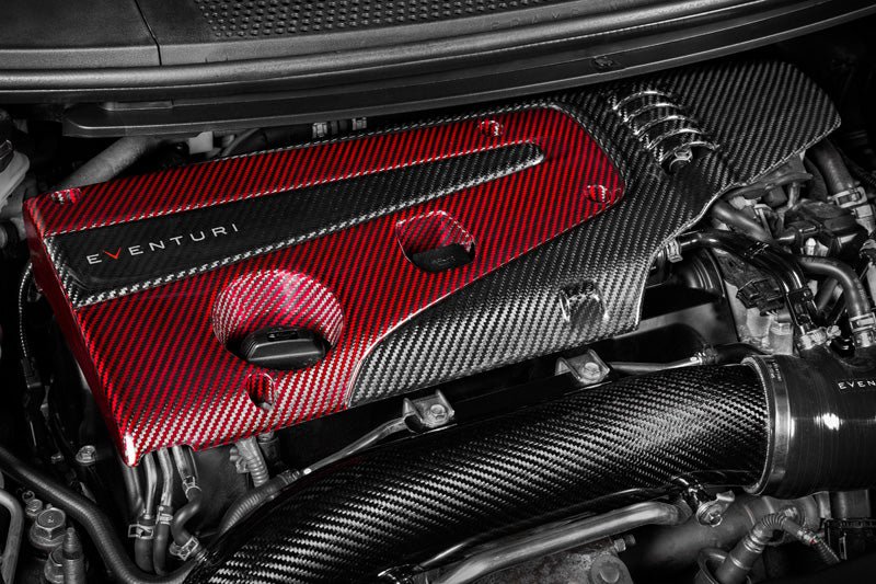 Eventuri Carbon Fibre & Red Kevlar Engine Cover - Honda Civic Type R FK2 | FK8 | FL5