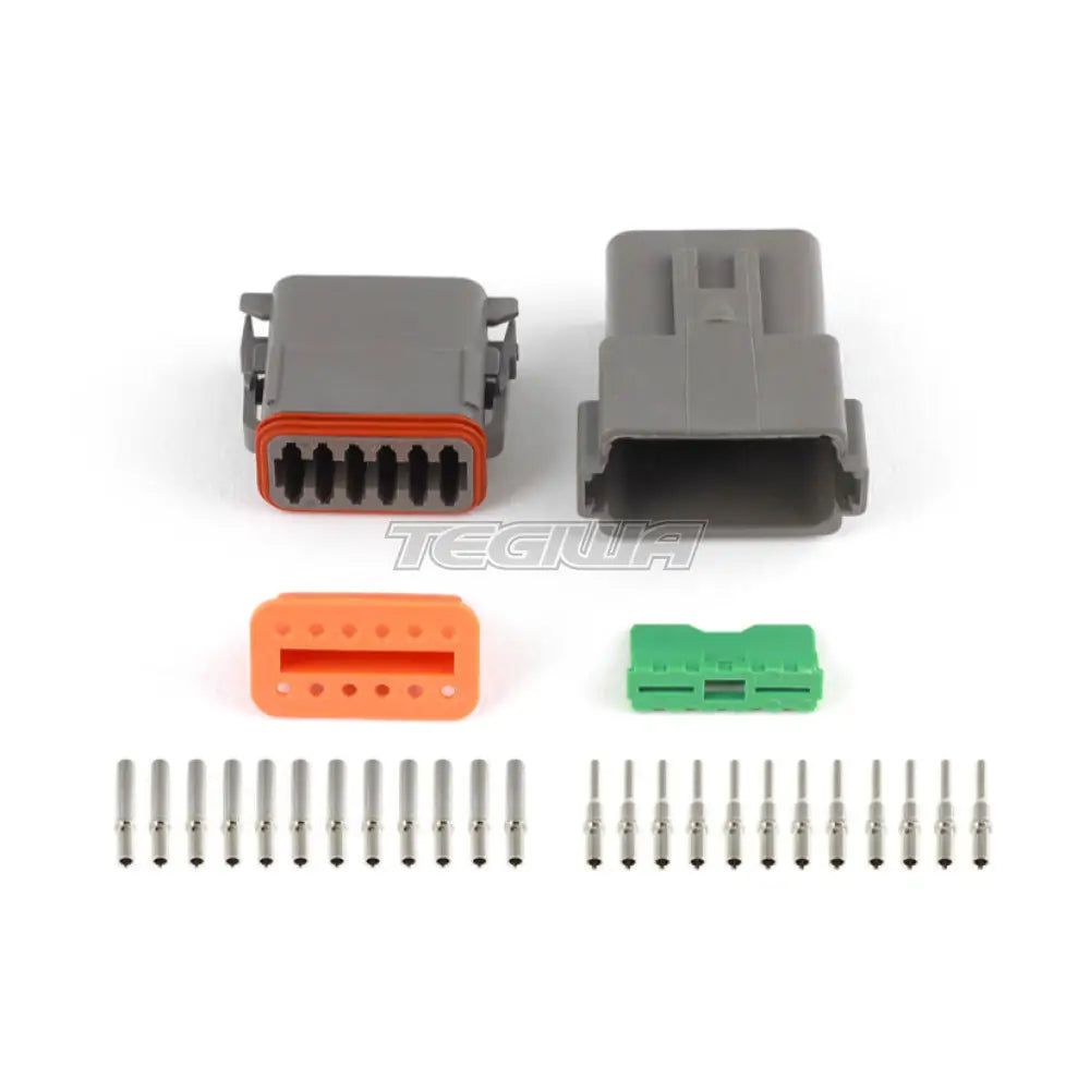 Haltech Plug and Pins Only - Matching Set of Deutsch DT-12 Connectors (DT06-12S + DT04-12P) - (13 Amp)