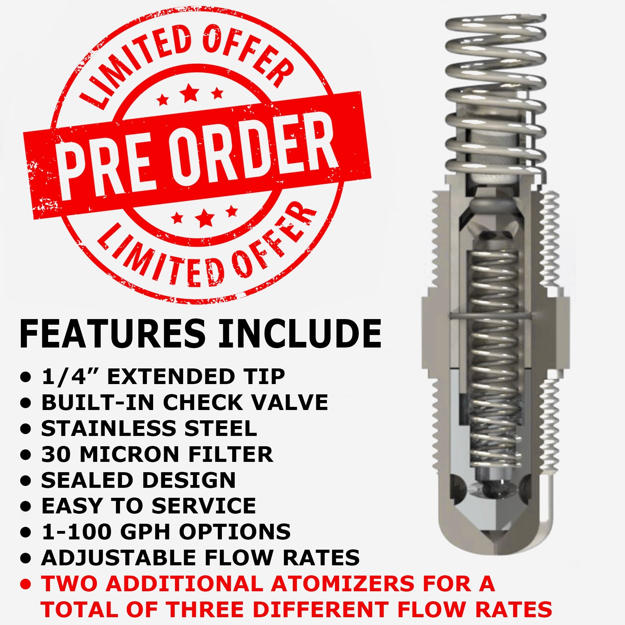 250" Extended Tip Nozzle With Check Valve