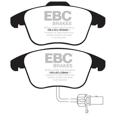 EBC Audi B8 Yellowstuff Street and Track Front Brake Pads - ATE Caliper A4 & A5