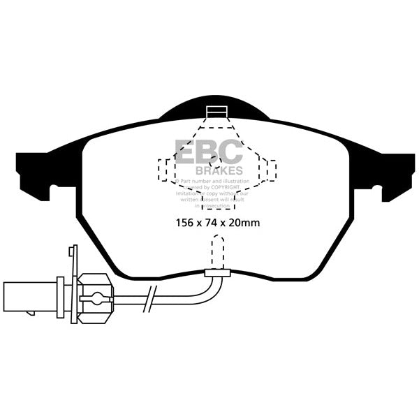 EBC Audi Ford Volkswagen Yellowstuff Street and Track Front Brake Pads - ATE Caliper Inc. B5 A4, C5 A6, MK1 Galaxy & B5 Passat