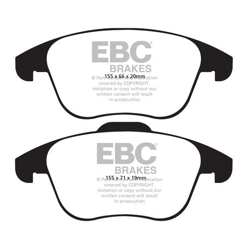 EBC Audi Volkswagen Yellowstuff Street and Track Front Brake Pads - ATE Caliper Inc. 8U Q3, 7N Sharan & 5N Tiguan