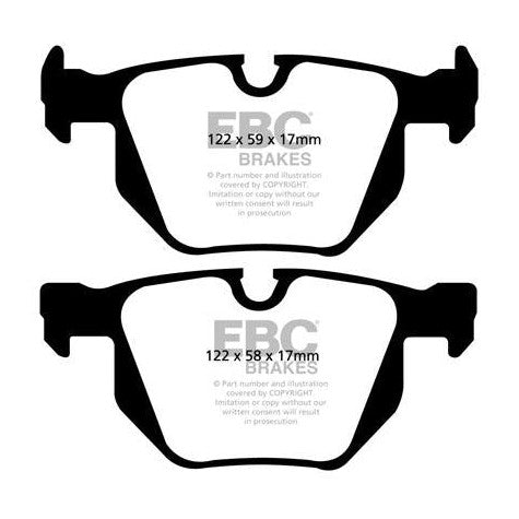 EBC BMW E60 E61 E63 E64 Bluestuff NDX Trackday Rear Brake Pads - ATE Caliper Inc. 520i, 530ix, 530i & 630i