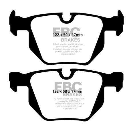 EBC BMW E60 E61 E63 E64 Yellowstuff Street and Track Rear Brake Pads - ATE Caliper Inc. 520i, 530ix, 530i & 630i
