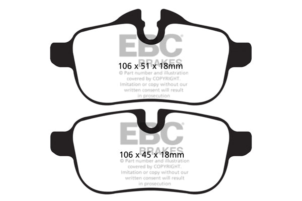 EBC BMW E89 Yellowstuff Street and Track Rear Brake Pads - TRW Calliper Inc. Z4 18i, Z4 20i, Z4 28i & Z4 30i