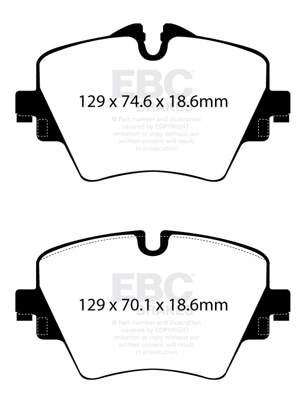 EBC BMW MINI Yellowstuff Street and Track Front Brake Pads - TRW Caliper Inc. F40 118i, F45 225i, F54 Clubman & F60 Countryman