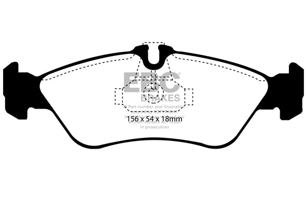 EBC Mercedes-Benz Volkswagen Yellowstuff Street and Track Rear Brake Pads - ATE Caliper Inc. W461 290D, W463 G320, W463 G500 & D2 LT 35