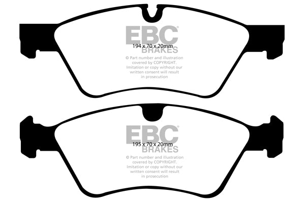 EBC Mercedes-Benz W211 W463 X164 W164 Yellowstuff Street and Track Front Brake Pads - ATE Caliper Inc. E500, G55 AMG, GL450 & ML500
