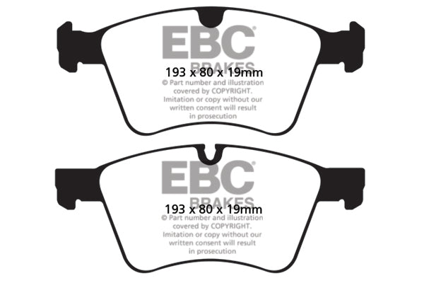 EBC Mercedes-Benz X/W164 W251 Yellowstuff Street and Track Front Brake Pads - ATE Caliper Inc. GL450, GL500, ML500 & R500