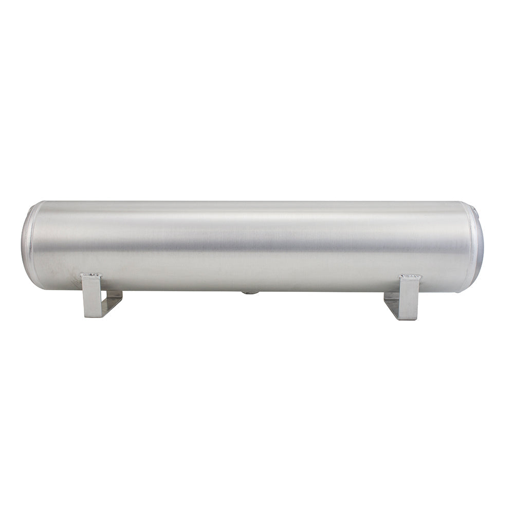 4 Gal Alum Air Tank - (2) 1/4", (2) 3/8" end ports, & 1/4" drain port - 30" L x 6" D - Raw