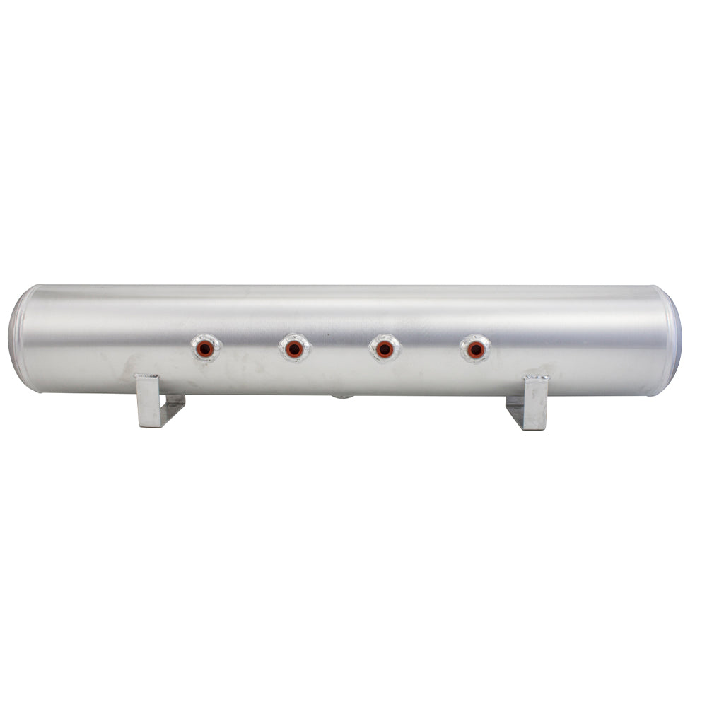 5 Gal Alum Air Tank - (4) 3/8" face ports, & 1/4" drain port - 36" L x 6" D - Raw