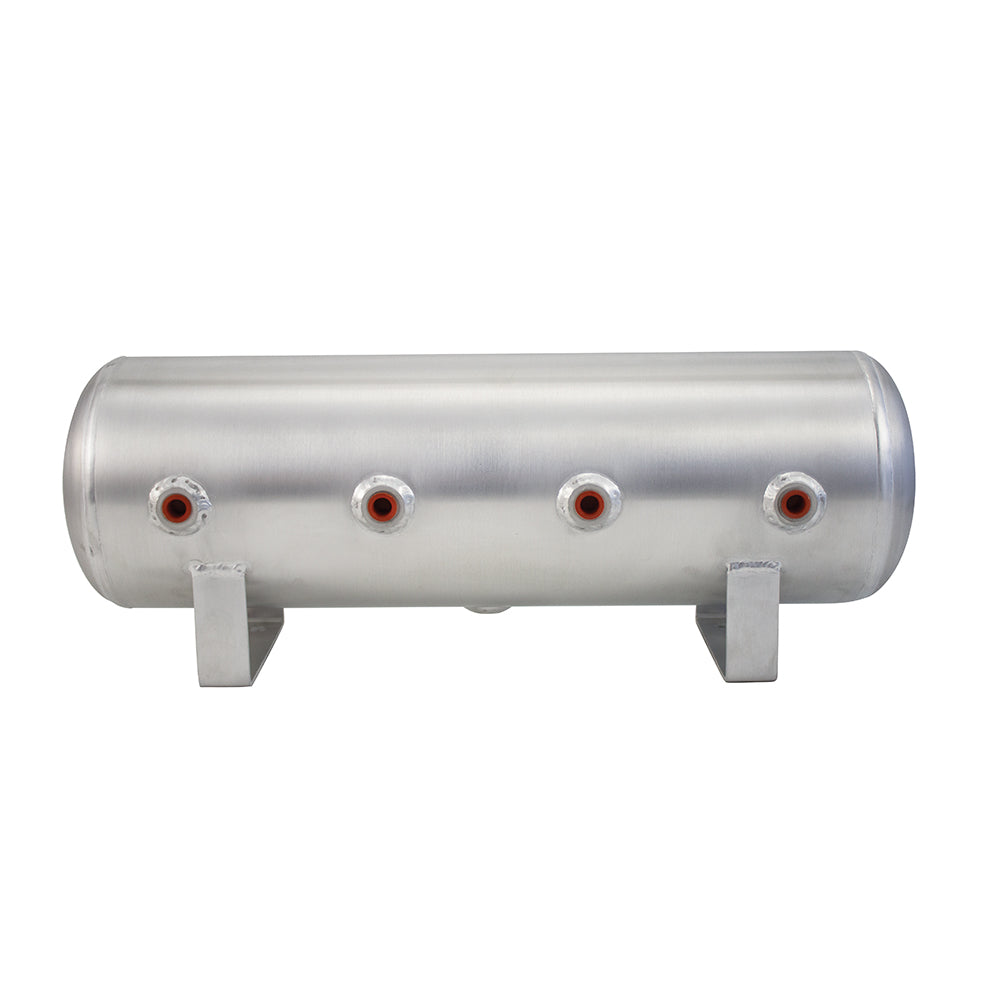 2.5 Gal Alum Air Tank - (4) 1/4" face ports, & 1/4" drain port - 20" L x 6" D - Raw