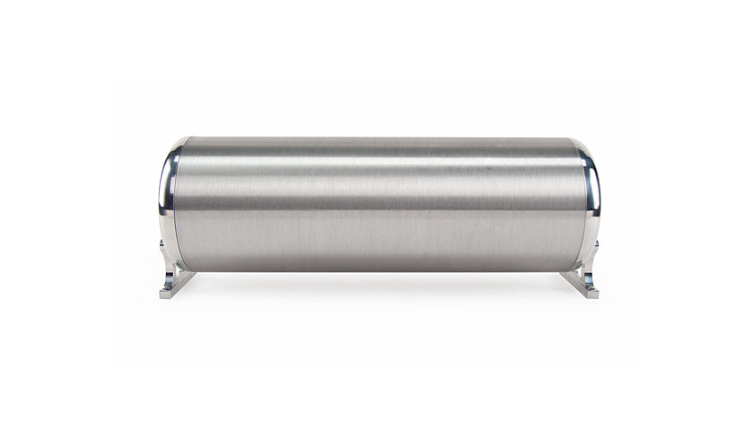 18" FLO Tank - (2) 1/4", (2) 3/8", (1) 1/8" end ports, & (1) 1/8" drain port - 18"L x 6" D x 6 3/4"H - Raw end caps with brushed tube (Includes two mounting brackets)