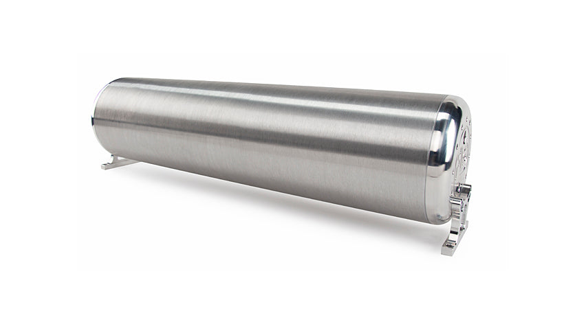 24" FLO Tank - (2) 1/4", (2) 3/8", (1) 1/8" end ports, & (1) 1/8" drain port - 24"L x 6" D x 6 3/4"H - Raw end caps with brushed tube (Includes two mounting brackets)