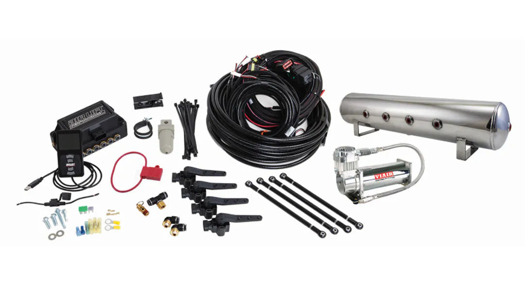 Air Lift Performance 3H (3/8" Air Line, 4 Gallon 7-Port Polished Aluminum Tank, VIAIR 444C Compressor)