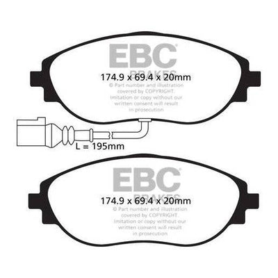 EBC Audi Seat Skoda Volkswagen Redstuff Sport Front Brake Pads - TRW Caliper (Inc. 8S TT, 8V S3, MK7 Golf GTI & B7 Passat)