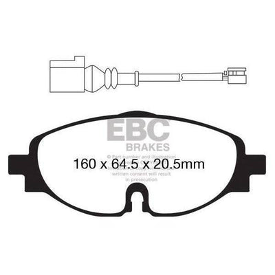 EBC Audi Volkswagen Redstuff Sport Front Brake Pads - TRW Caliper (Inc. 8S TT, 8V A3, MK7 Golf GTI & B8)