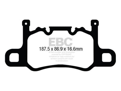 EBC Porsche 991 991/2 Redstuff Sport Rear Brake Pads - Brembo Caliper (Inc. 911 GT3, 911 GT3 RS, 911 Turbo S & 911 Turbo)