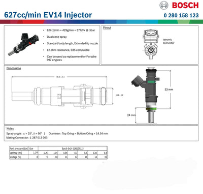 Genuine Bosch 630cc Fuel injector EV14