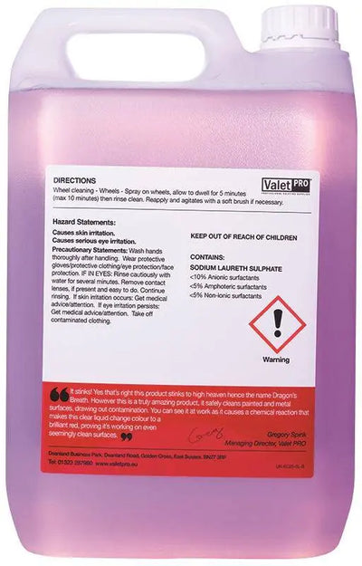 ValetPro Dragon's Breath pH Neutral Wheel Cleaner 5L
