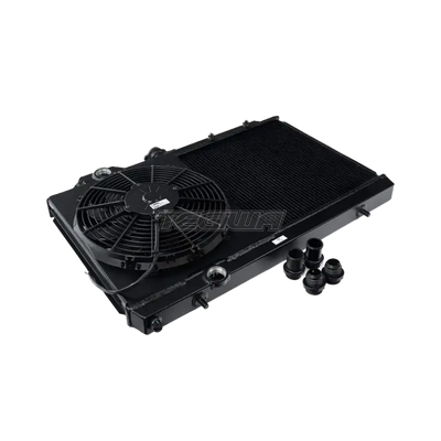 CSF Alloy Aluminium Radiator Mitsubishi Evo 7/8/9 - Full Size Slim Radiator Inc Fan & Shroud - Black