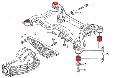 Verkline Rear Aluminium Subframe Bushings Audi B6/B7