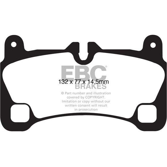 EBC Audi Porsche Volkswagen Yellowstuff Street and Track Rear Brake Pads - Brembo Caliper Inc. 4L Q7, E1 Cayenne S, E1 Cayenne GTS & Touareg