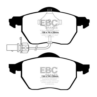 EBC Audi Volkswagen Yellowstuff Street and Track Front Brake Pads - ATE Caliper (Inc. B6 A4, C5 A6 & B5 Passat)