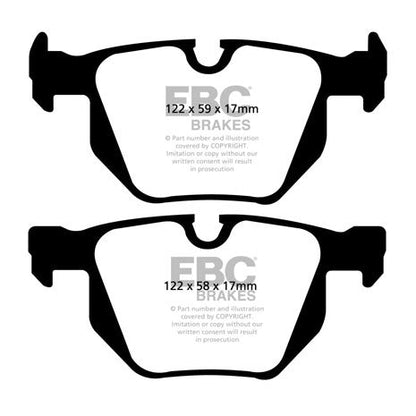 EBC BMW E60 E61 E63 E64 Yellowstuff Street and Track Rear Brake Pads - ATE Caliper Inc. 520i, 530ix, 530i & 630i