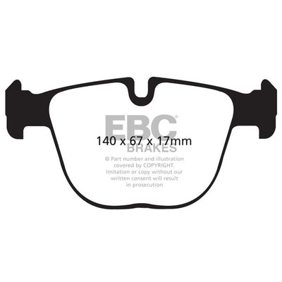 EBC BMW E70 E71 F85 F86 Yellowstuff Street and Track Rear Brake Pads - ATE Calliper (X5 M, X6 50i, X6 M50d & X6 M)