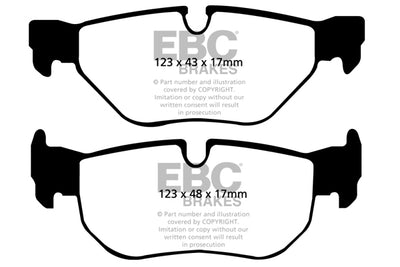 EBC BMW E81 E87 E90 E91 Yellowstuff Street and Track Rear Brake Pads - ATE Caliper (Inc. 130i, 318i, 320i & Alpina D3)