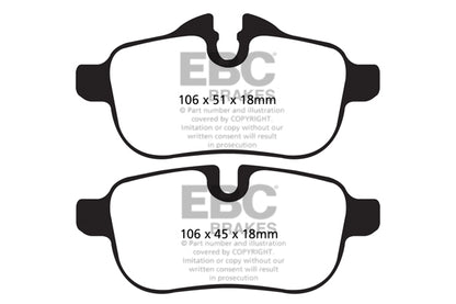 EBC BMW E89 Yellowstuff Street and Track Rear Brake Pads - TRW Calliper Inc. Z4 18i, Z4 20i, Z4 28i & Z4 30i