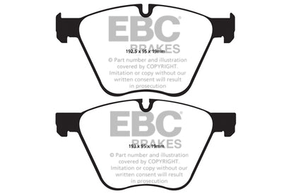 EBC BMW F01 F15 F16 E70 Yellowstuff Street and Track Front Brake Pads - ATE Caliper Inc. 550i GT, 730i, X5 50i & ALPINA