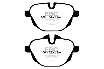 EBC BMW F10 G01 G11 G31 Yellowstuff Street and Track Rear Brake Pads - TRW Caliper Inc. 535i, 530ix, 630i GT & 730i
