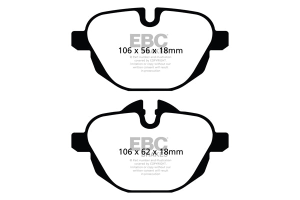 EBC BMW F10 G01 G11 G31 Yellowstuff Street and Track Rear Brake Pads - TRW Caliper Inc. 535i, 530ix, 630i GT & 730i