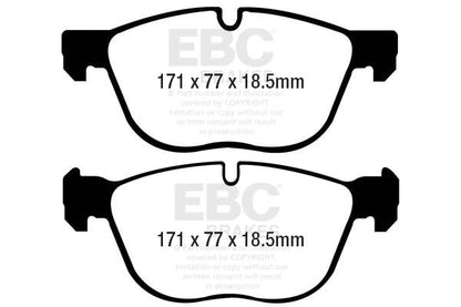 EBC BMW F26 F15 E70 E71 Yellowstuff Street and Track Front Brake Pads Inc. X4 M40i, X5 30i, X6 35i & X6 30d - ATE Caliper