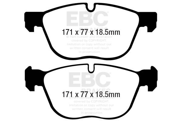 EBC BMW F26 F15 E70 E71 Yellowstuff Street and Track Front Brake Pads Inc. X4 M40i, X5 30i, X6 35i & X6 30d - ATE Caliper