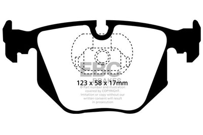 EBC BMW Land Rover Maserati WIESMANN Yellowstuff Street and Track Rear Brake Pads - ATE Caliper (Inc. E46 330i, E38 725i, E83 X3 30d & E85 Z4 M)