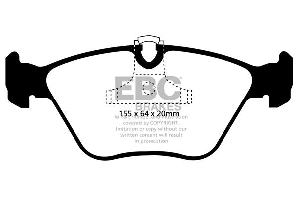 EBC BMW MG Rover Bluestuff NDX Trackday Front Brake Pads - ATE Caliper Inc. E46 330i, E85 Z4, ZT-T & Rover 75