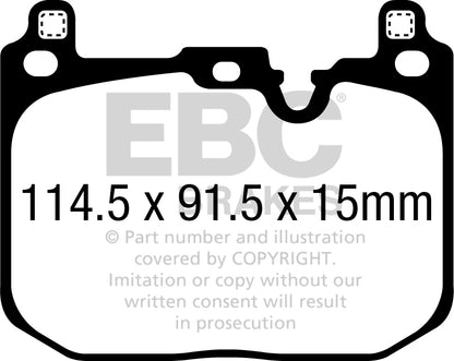 EBC BMW MINI Yellowstuff Street and Track Front Brake Pads - Brembo Calliper Inc. F40 M135ix, F40 120ix, F39 X2 M35i & F60 Countryman