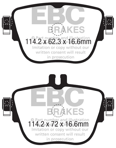 EBC Mercedes-Benz C257 W/S213 A/C238 Yellowstuff Street and Track Rear Brake Pads (Inc. CLS400d, CLS350d, E300e & E400 TD)