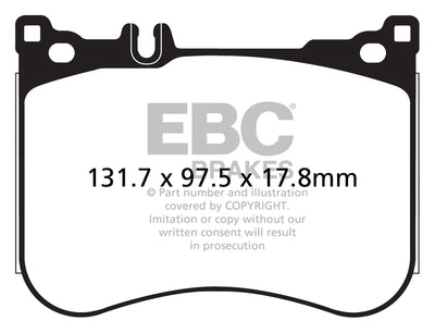 EBC Mercedes-Benz C257 W/S213 W/X222 A/C217 Yellowstuff Street and Track Front Brake Pads - Brembo Caliper (CLS53 AMG, E53 AMG, S500 & SL500)