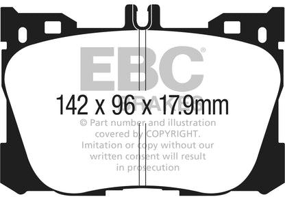 EBC Mercedes-Benz W/S/A205 C257 W/S213 X253 Yellowstuff Street and Track Front Brake Pads - Brembo Calliper Inc. C43 AMG, CLS450, E43 AMG & GLC43 AMG