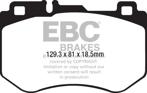 EBC Mercedes-Benz W/S/C/A205 Yellowstuff Street and Track Front Brake Pads - Brembo Caliper Inc. C160, C180, C200 & C220