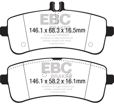 EBC Mercedes-Benz W/S/C/A205 Yellowstuff Street and Track Rear Brake Pads - TRW Caliper (C63 AMG & C63 S AMG)