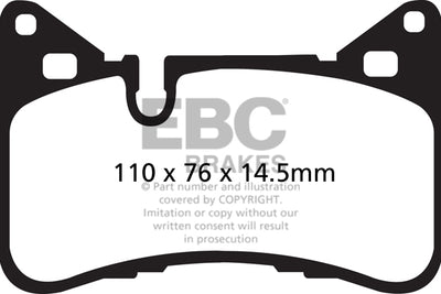 EBC Mercedes-Benz W/S204 C/X218 W/S212 Yellowstuff Street and Track Rear Brake Pads - ATE Caliper (C63 AMG, CLS63 AMG & E63 AMG)