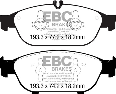 EBC Mercedes-Benz W/S212 A/C207 E500 Yellowstuff Street and Track Front Brake Pads - ATE Caliper