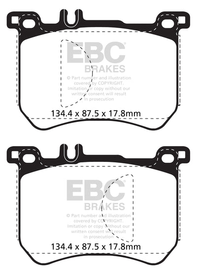 EBC Mercedes-Benz W222 R231 Yellowstuff Street and Track Front Brake Pads - Brembo Caliper (Inc. S350d, S400, SL400 & SL500)