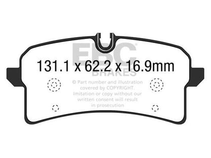 EBC Porsche 95B Macan Bluestuff NDX Trackday Rear Brake Pads - TRW Calliper