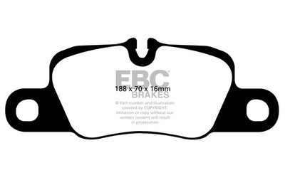 EBC Porsche 991 970 971 Yellowstuff Street and Track Rear Brake Pads - Brembo Caliper (Inc. 911 Carrera S, 911 Carrera GTS, Panamera & Panamera GTS)